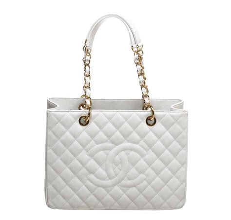 chanel white tote bag|white chanel shopping bag.